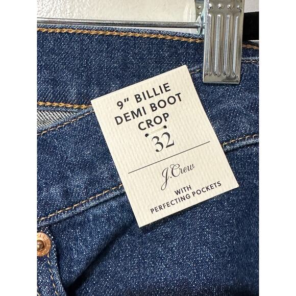 J. Crew 9" Billie Demi Boot Crop Jeans Frayed Hem Plus Size 32 NWT Dark Denim - Picture 5 of 14